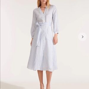 Veronica beard dress long sleeve button front striped elegant gorgeous Jenna 8